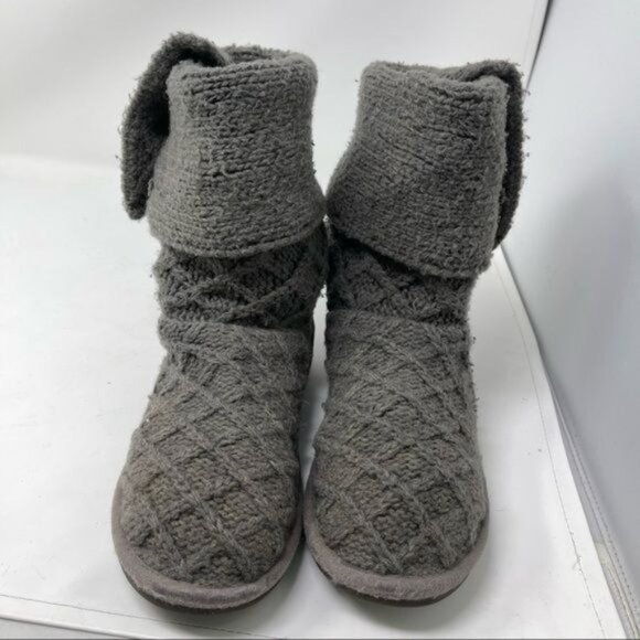 UGG Australia 1000210 Lattice Cardy GRAY Knit 2-Button Boots SIZE 3 - Picture 2 of 16